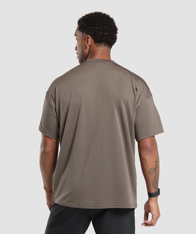 Gymshark Oversized Performance T-Shirt Camo Brown | 72680IEZR