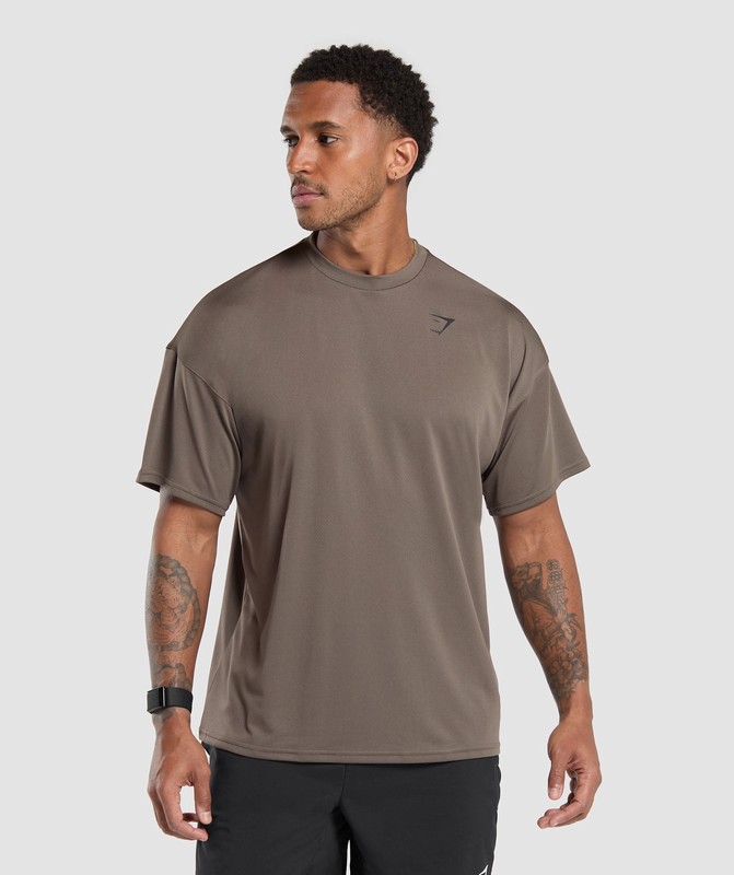 Gymshark Oversized Performance T-Shirt Camo Brown | 72680IEZR