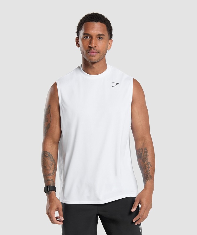 Gymshark Oversized Performance Tank White | 38076IGNW