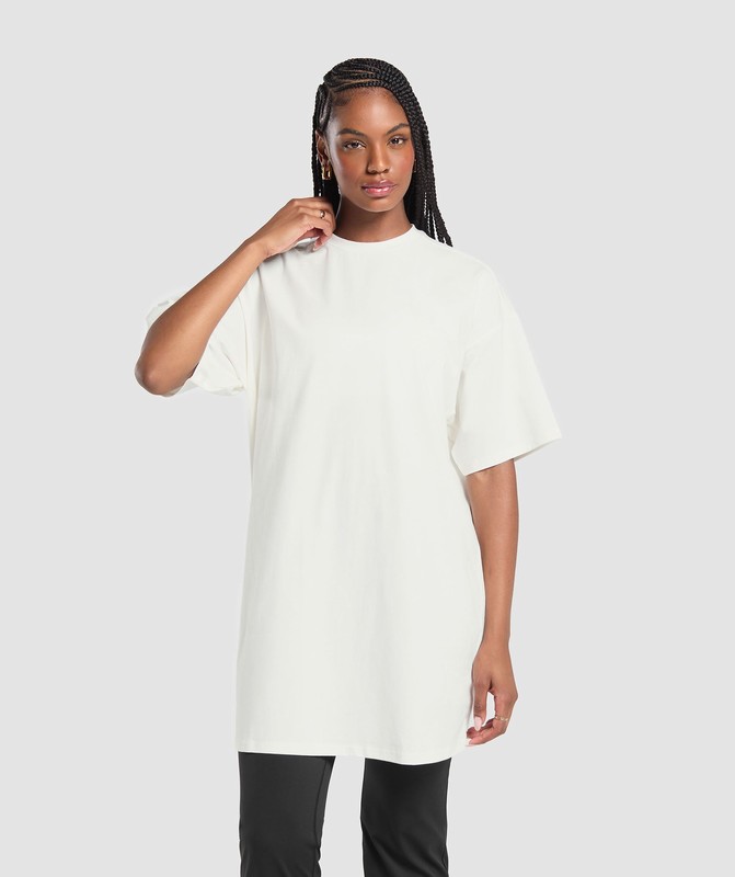 Gymshark Oversized T-Shirt Dress Soft White | 53162GOHN