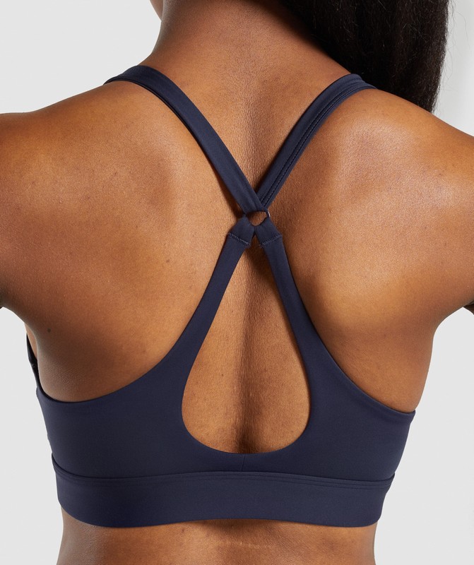 Gymshark Peek A Boo Sports Bra Heavy Blue | 80923CLSE