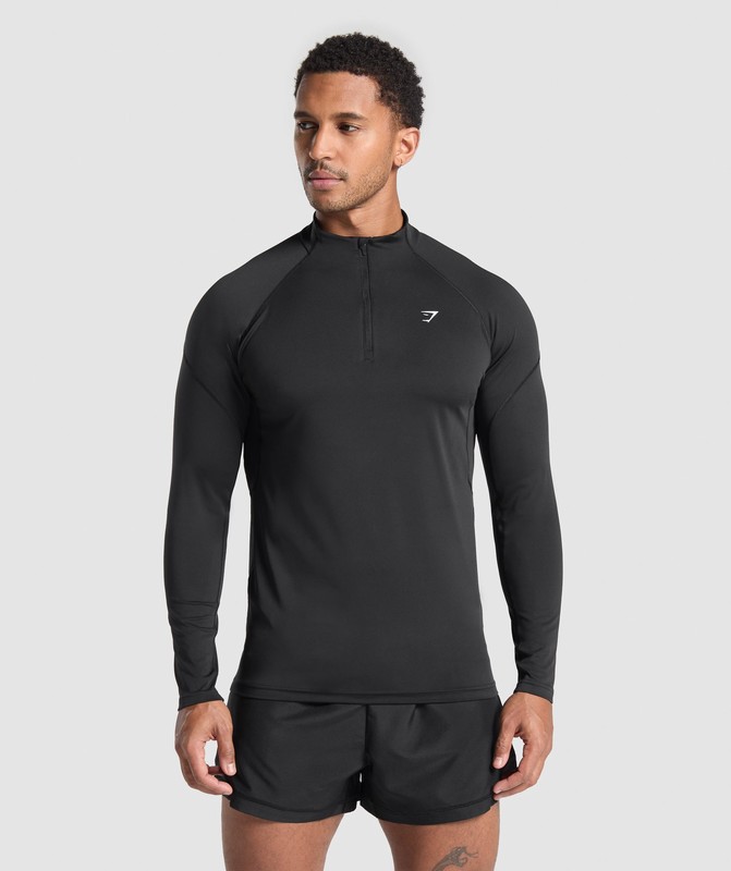 Gymshark Performance 1/4 Zip Black | 62159JDHC