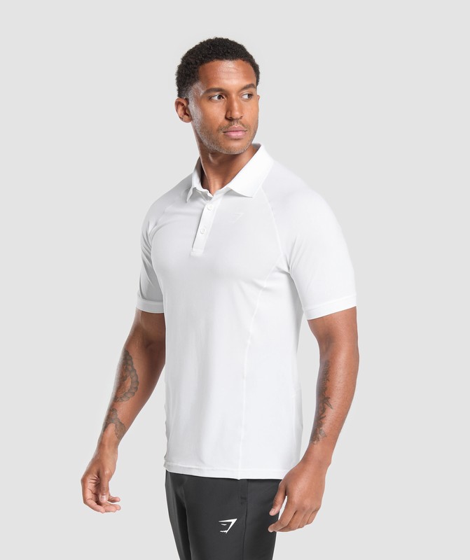 Gymshark Performance Polo Shirt 2 White | 25893CUXP