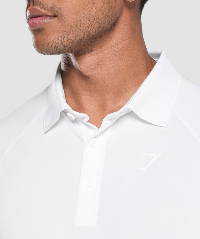 Gymshark Performance Polo Shirt 2 White | 25893CUXP