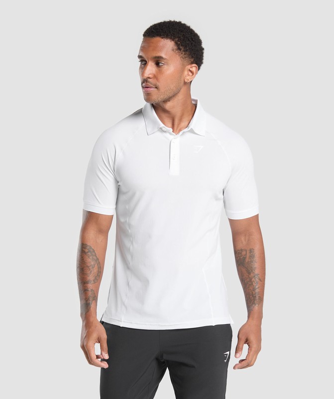Gymshark Performance Polo Shirt 2 White | 25893CUXP