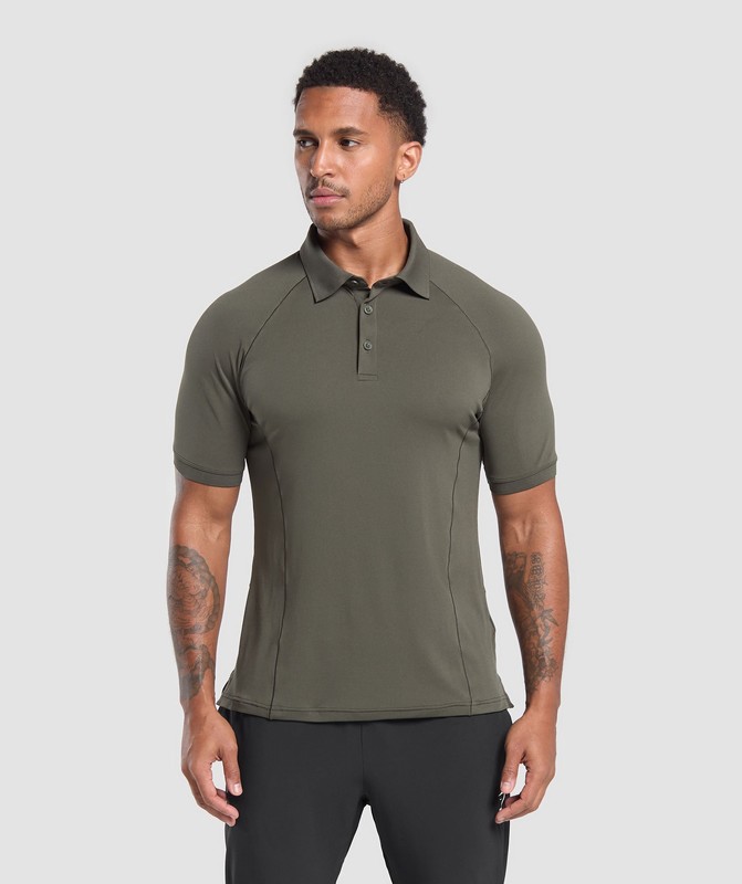 Gymshark Performance Polo Shirt Strength Green | 05934FKCD