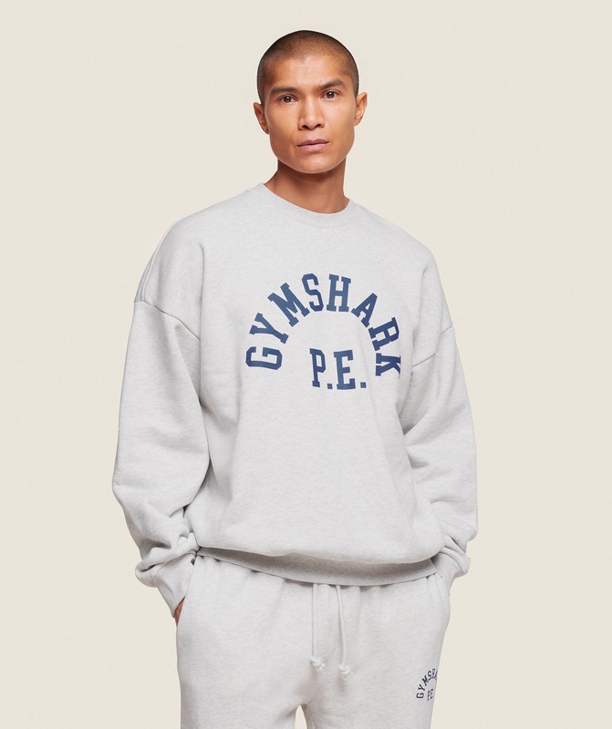 Gymshark Phys Ed Crew Light Grey Marl | 80943IOMN