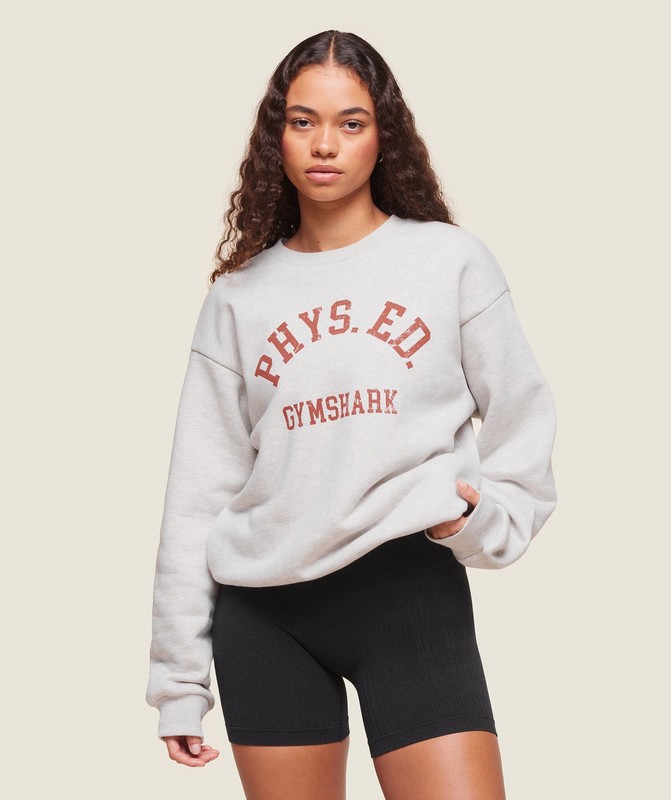 Gymshark Phys Ed Crew Neck Sweatshirt Light Grey Core Marl | 36148QMJB