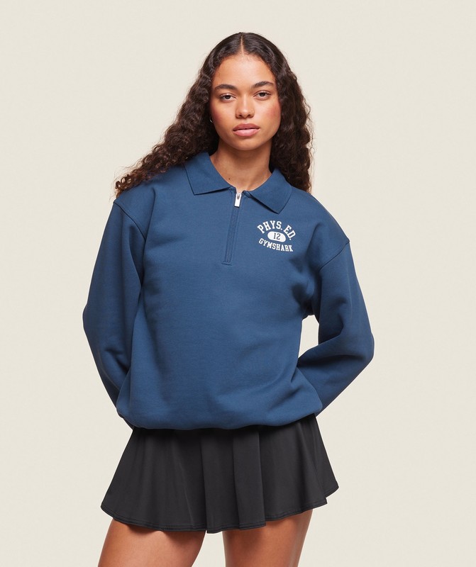Gymshark Phys Ed Graphic 1/4 Zip Soft Blue | 24751IWEC