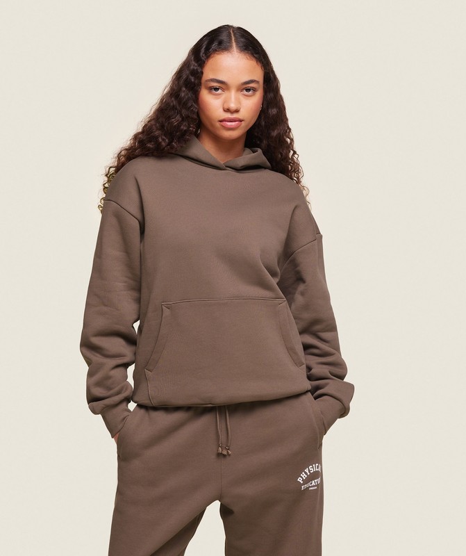 Gymshark Phys Ed Logo Hoodie Penny Brown | 49712OJLS