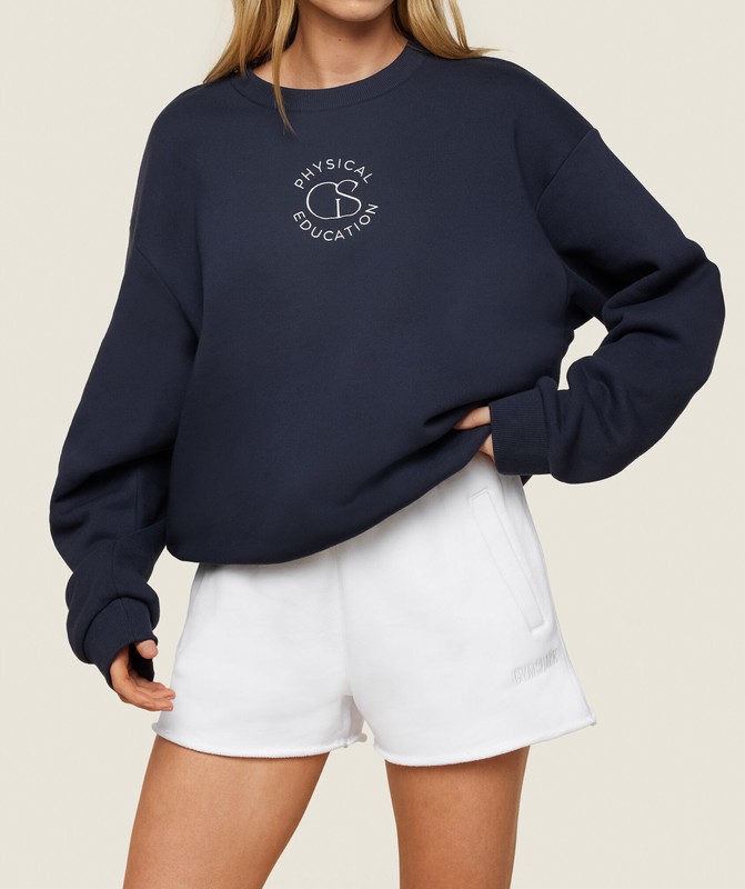 Gymshark Phys Ed Logo Sweatshirt Heavy Blue | 68417GBXW
