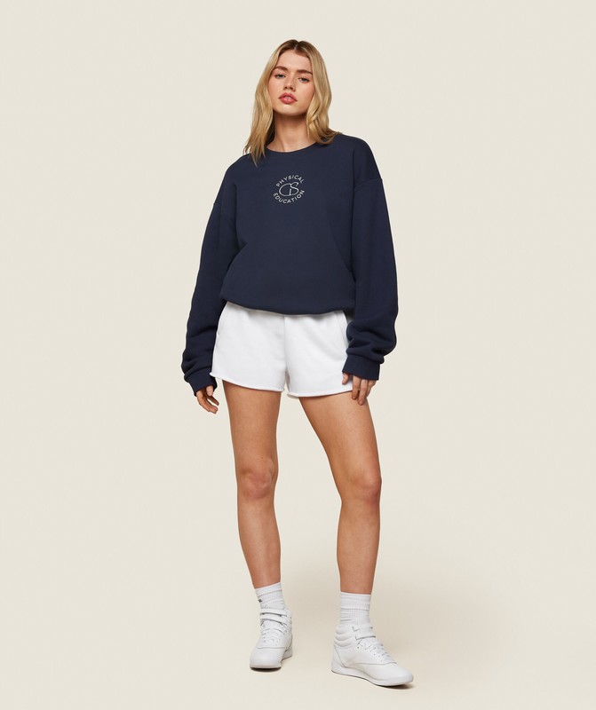 Gymshark Phys Ed Logo Sweatshirt Heavy Blue | 68417GBXW