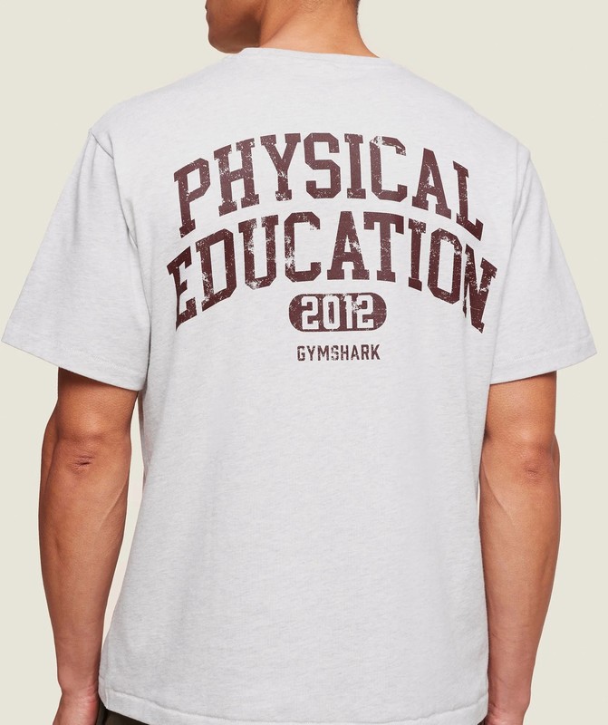 Gymshark Phys Ed T-Shirt Light Grey Marl | 06471ULDG