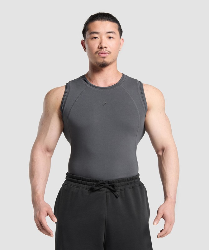 Gymshark Physique Tank Onyx Grey | 10368HRDI