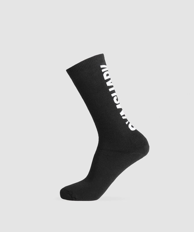 Gymshark Plush Wordmark Crew Sock Black | 82945VXQS