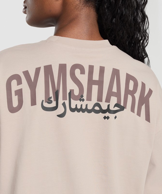 Gymshark Power Overlay OS Baggy Tee GFX Stone Pink | 82407LBTH
