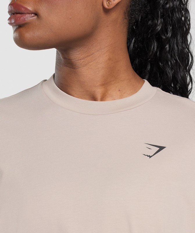 Gymshark Power Overlay OS Baggy Tee GFX Stone Pink | 82407LBTH