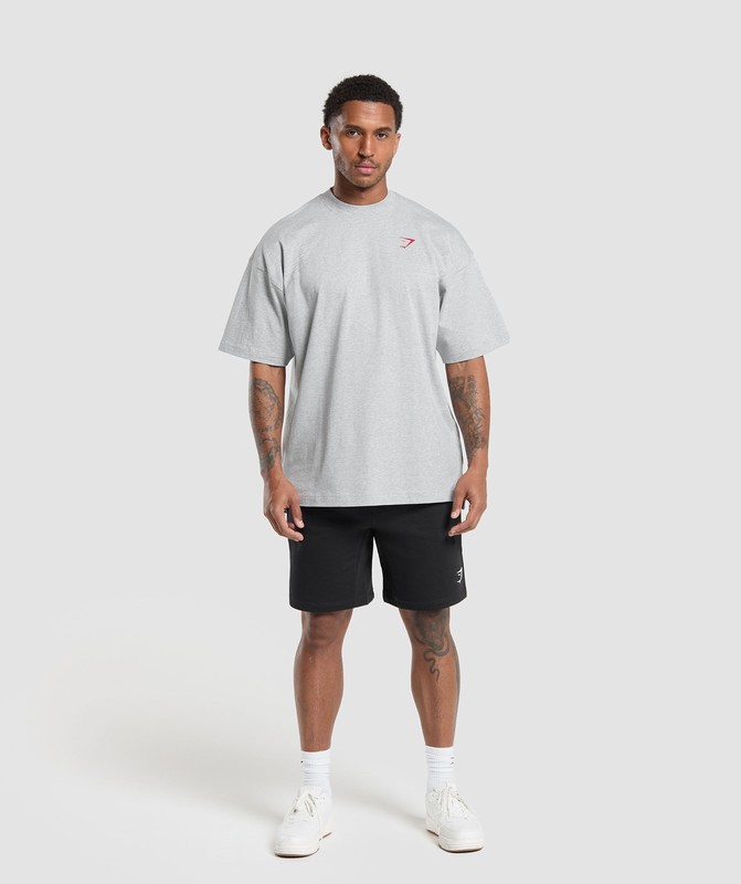 Gymshark Power Overlay OS Tee GFX Light Grey Marl | 70391LKTE