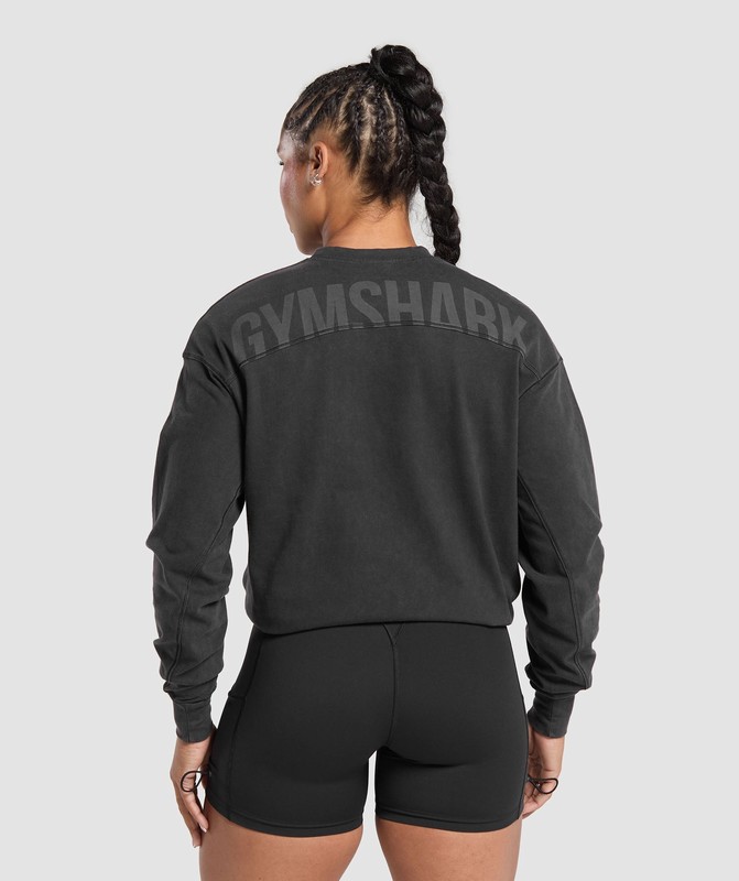 Gymshark Power Oversized Long Sleeve Top Black | 40826BLPX