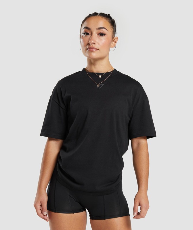 Gymshark Power Oversized T-Shirt Black | 07659GVBA