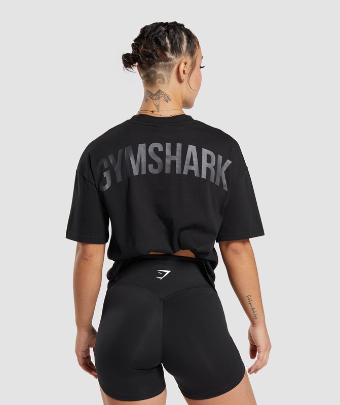 Gymshark Power Oversized T-Shirt Black | 07659GVBA