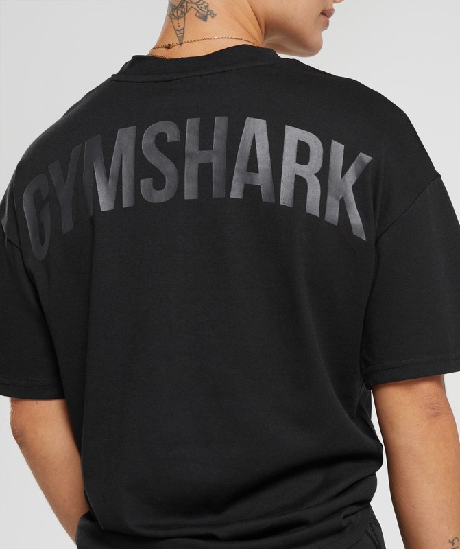 Gymshark Power Oversized T-Shirt Black | 07659GVBA