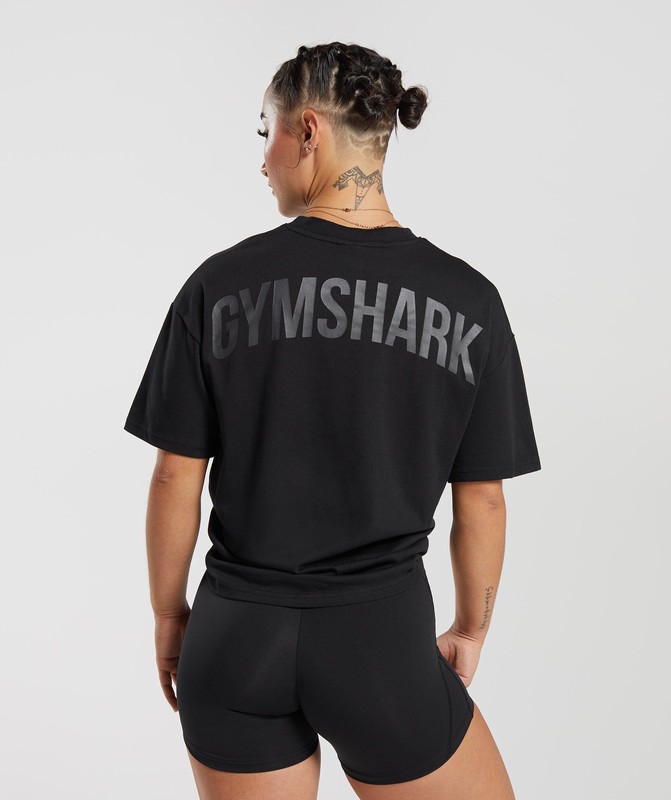 Gymshark Power Oversized T-Shirt Black | 07659GVBA