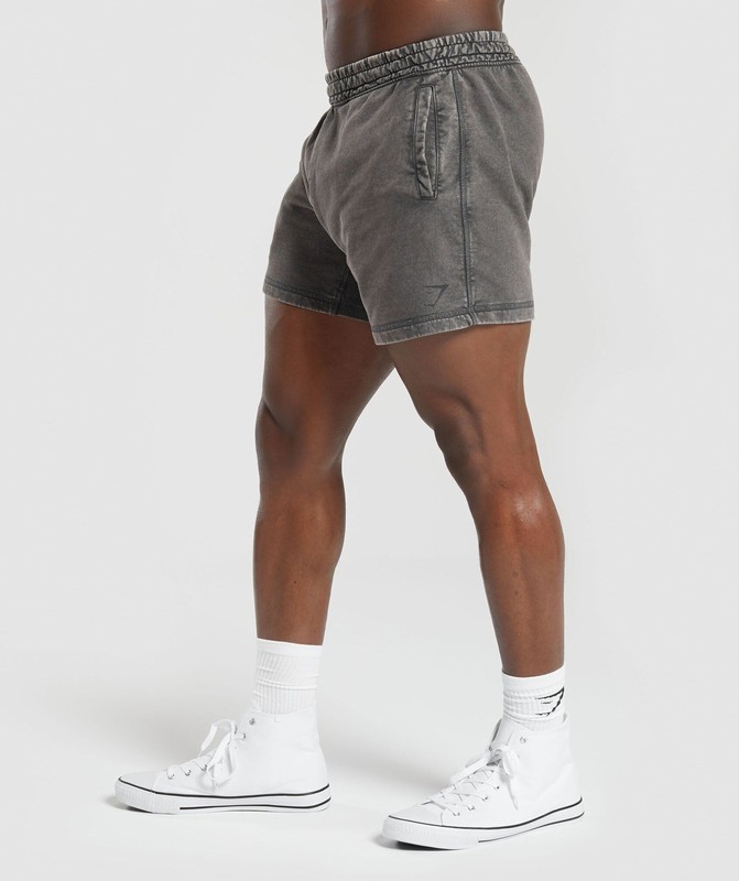 Gymshark Power Washed 5" Shorts Onyx Grey | 97042UILT
