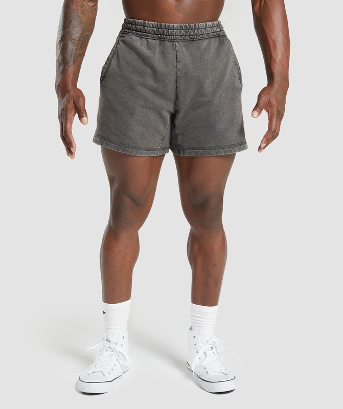 Gymshark Power Washed 5" Shorts Onyx Grey | 97042UILT
