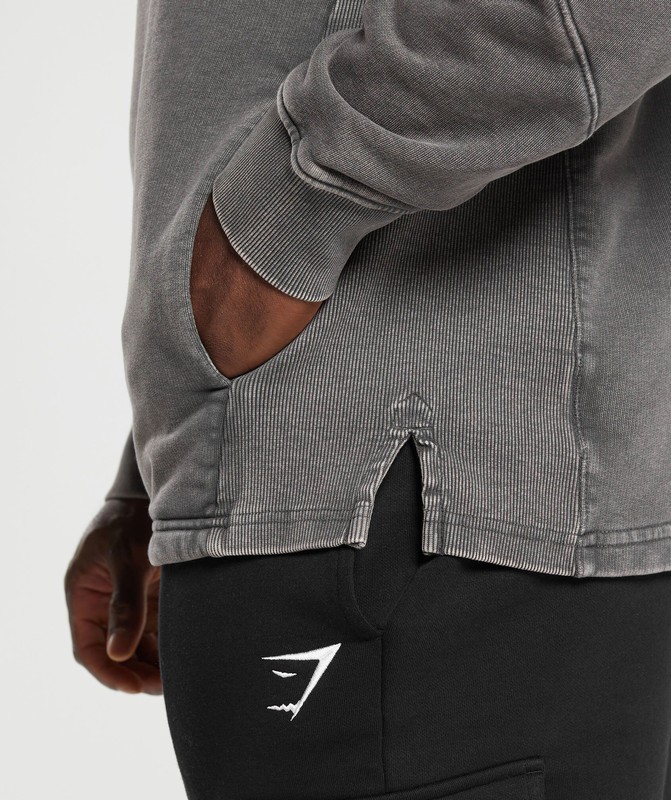 Gymshark Power Washed Crew Onyx Grey | 07298GTQE