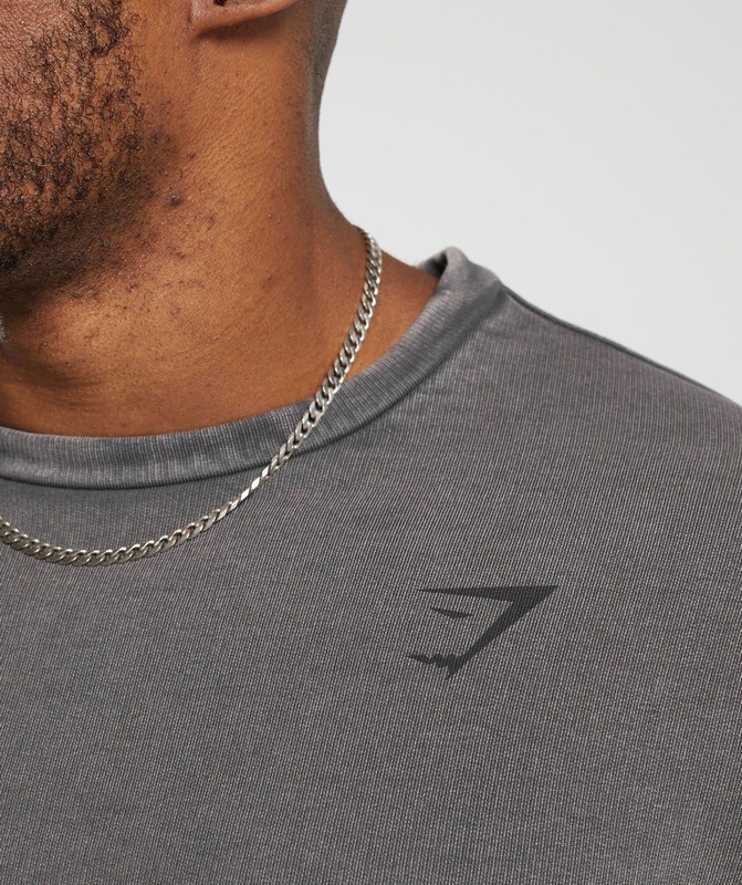 Gymshark Power Washed Crew Onyx Grey | 07298GTQE