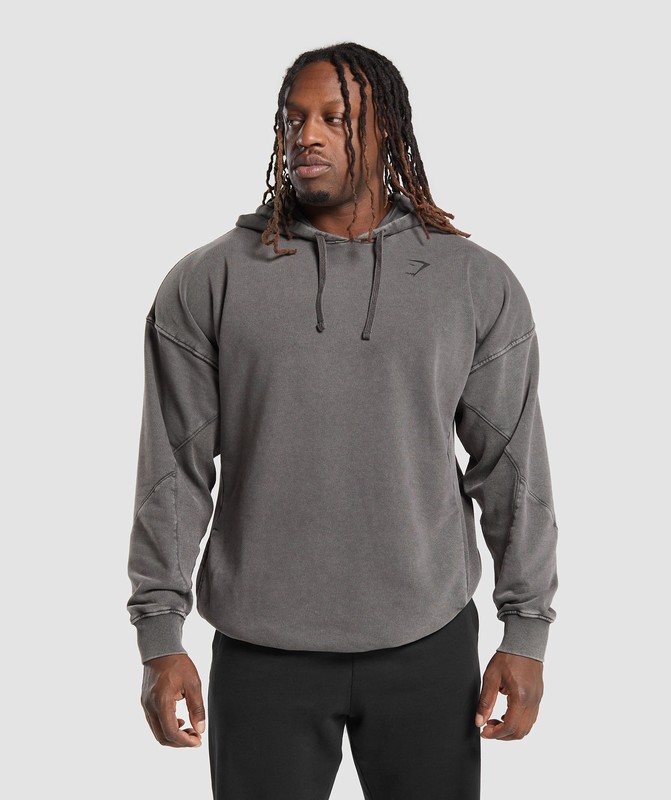 Gymshark Power Washed Hoodie Onyx Grey | 86401XDEV