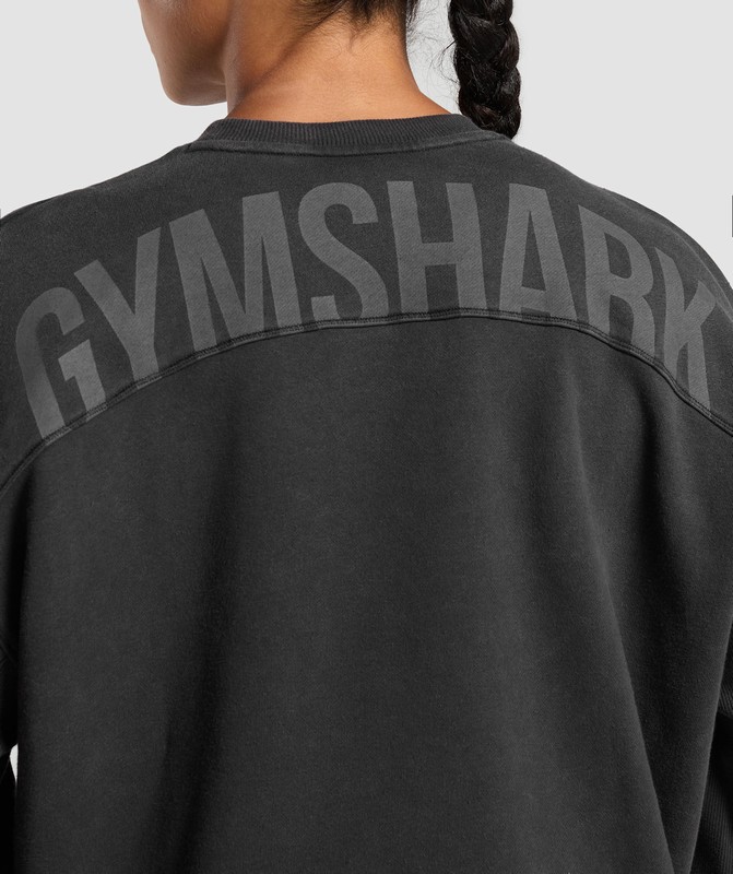 Gymshark Power Washed Sweatshirt Black / Acid Wash | 17435QUSO