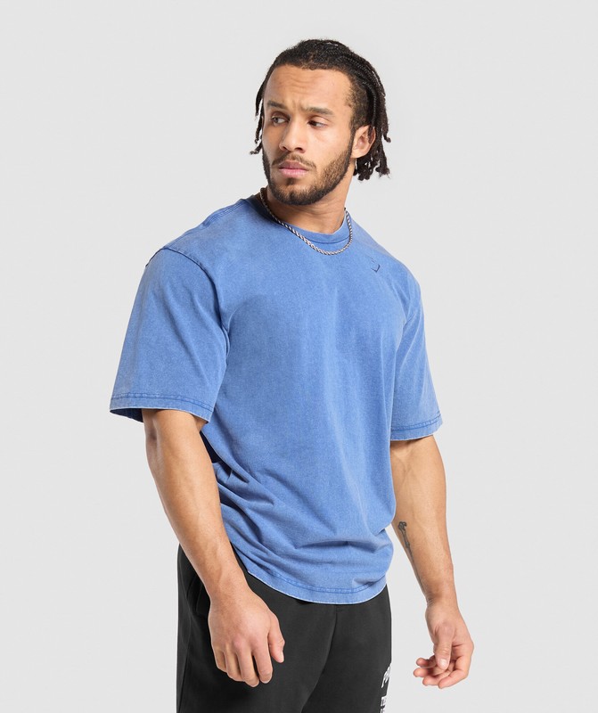 Gymshark Power Washed T-Shirt Vintage Blue | 64193XFPA