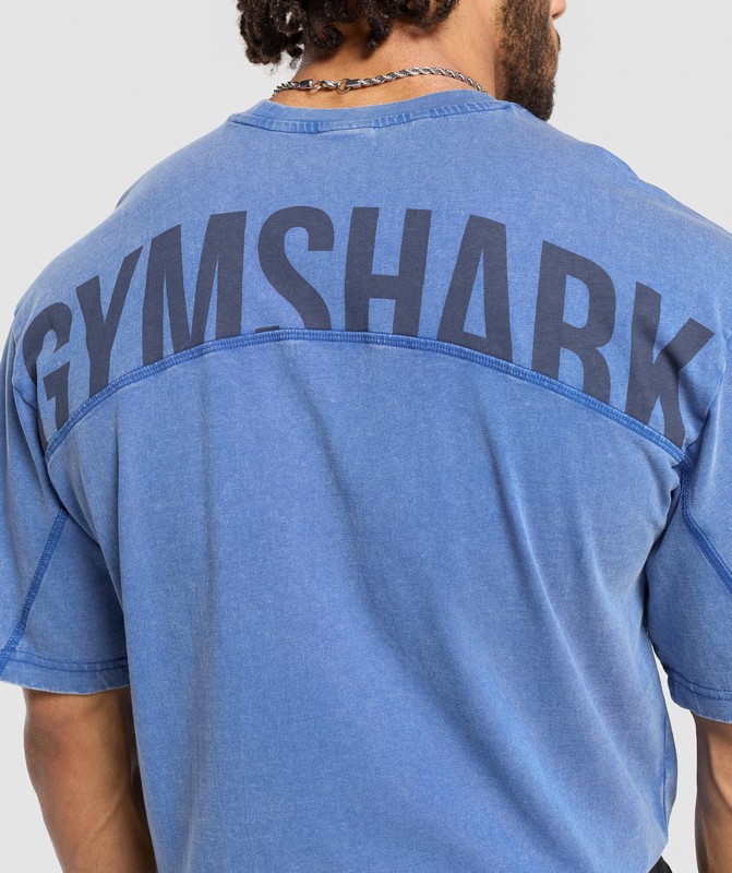 Gymshark Power Washed T-Shirt Vintage Blue | 64193XFPA