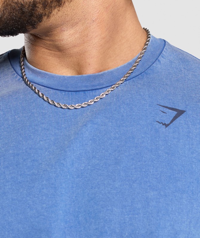Gymshark Power Washed T-Shirt Vintage Blue | 64193XFPA