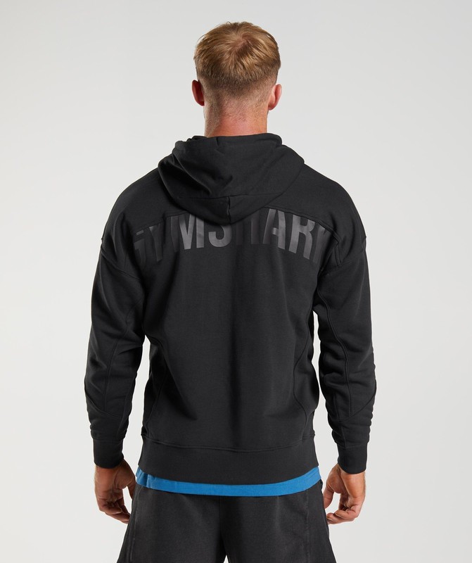 Gymshark Power Zip Up Hoodie Black | 76350WDBH