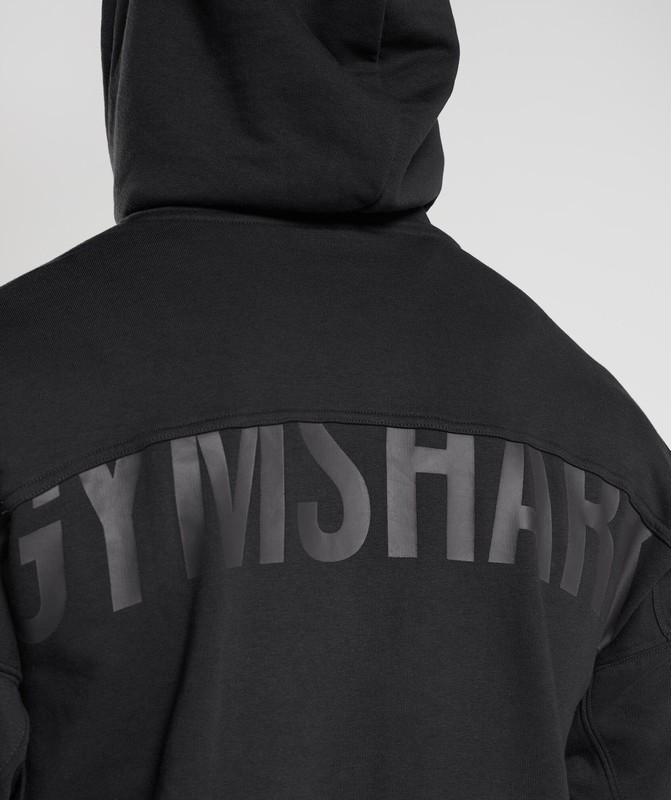 Gymshark Power Zip Up Hoodie Black | 76350WDBH