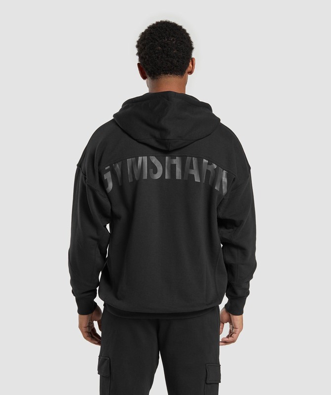 Gymshark Power Zip Up Hoodie Black | 76350WDBH