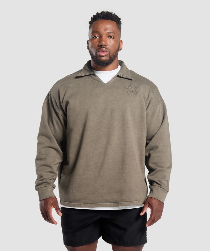 Gymshark Premium Legacy Pullover Camo Brown | 08165MBKG