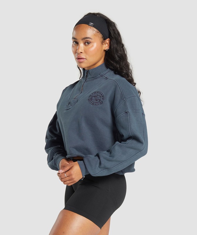 Gymshark Premium Legacy Sweatshirt Heavy Blue / Pigment Dye | 70539HMJT