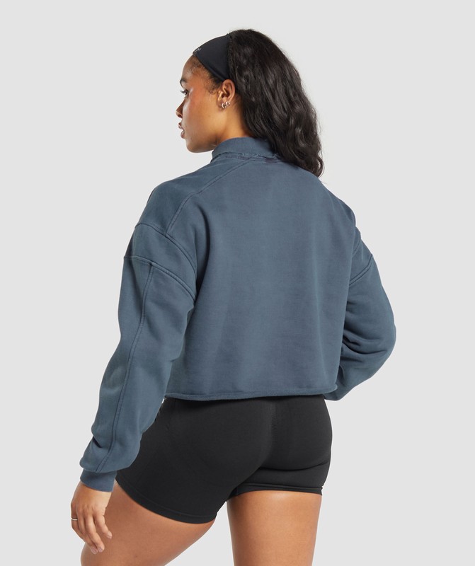 Gymshark Premium Legacy Sweatshirt Heavy Blue / Pigment Dye | 70539HMJT