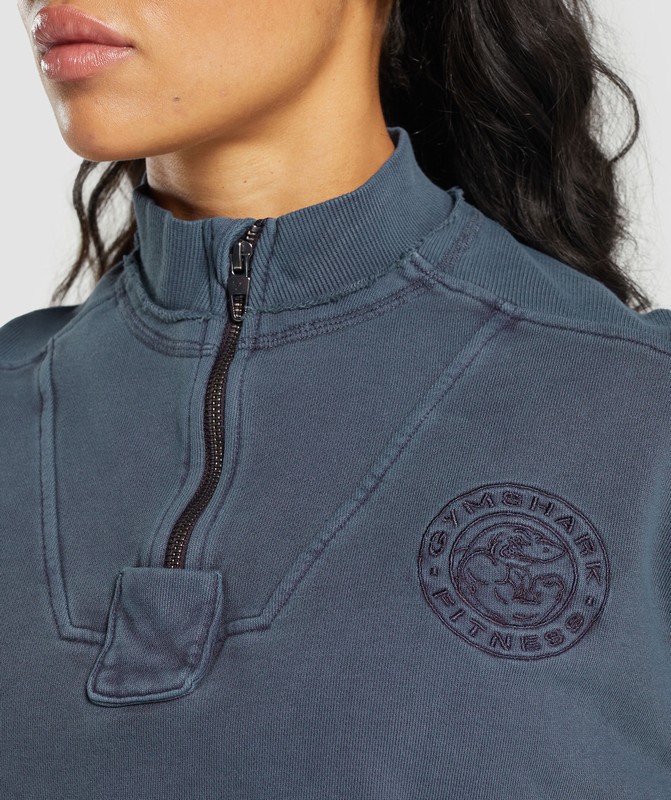 Gymshark Premium Legacy Sweatshirt Heavy Blue / Pigment Dye | 70539HMJT
