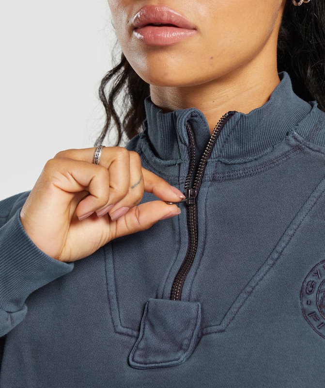 Gymshark Premium Legacy Sweatshirt Heavy Blue / Pigment Dye | 70539HMJT