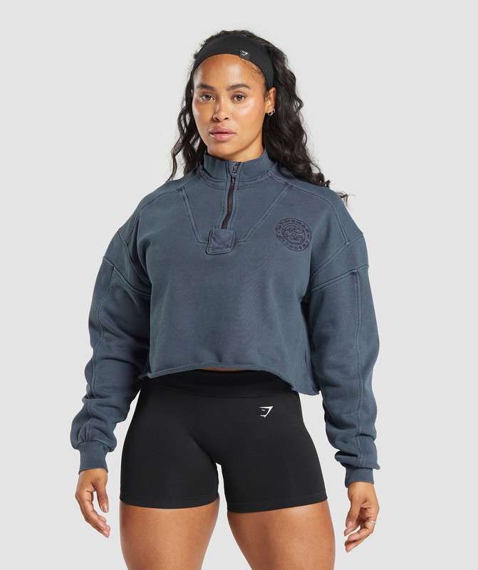 Gymshark Premium Legacy Sweatshirt Heavy Blue / Pigment Dye | 70539HMJT