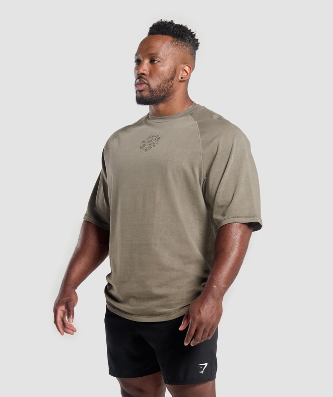 Gymshark Premium Legacy T-Shirt Camo Brown / Pigment Dye | 93481SWOK