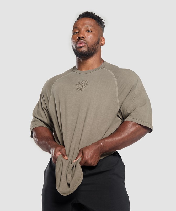 Gymshark Premium Legacy T-Shirt Camo Brown / Pigment Dye | 93481SWOK
