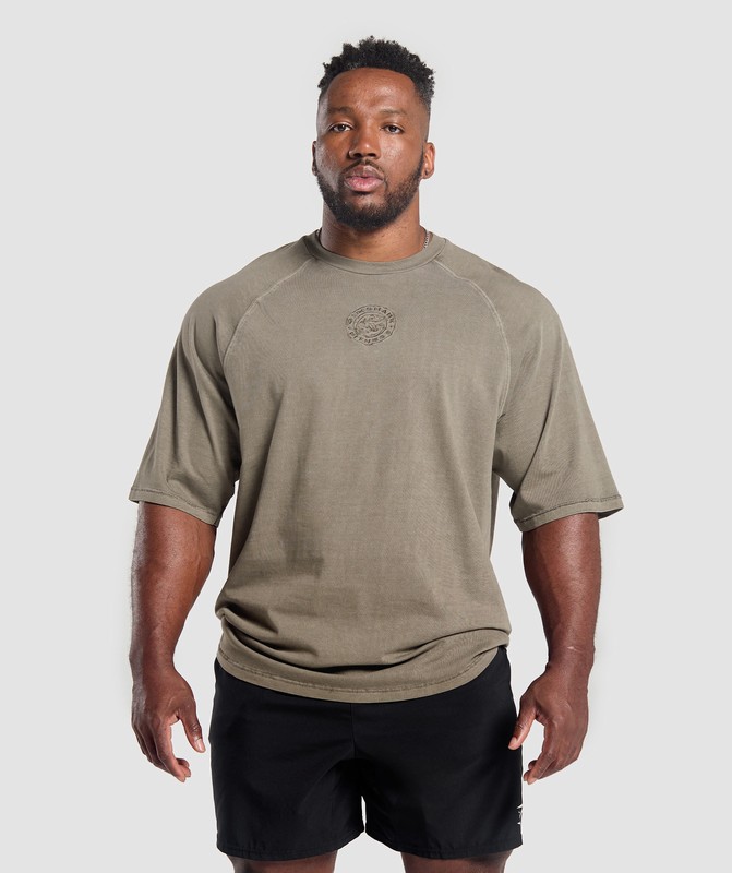 Gymshark Premium Legacy T-Shirt Camo Brown / Pigment Dye | 93481SWOK