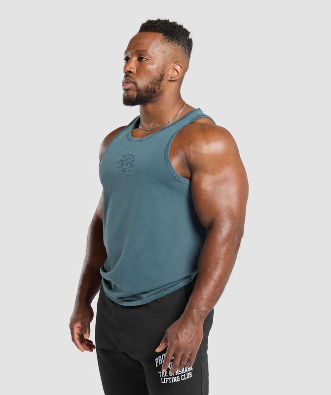 Gymshark Premium Legacy Tank Cargo Blue / Pigment Dye | 96285YQWD