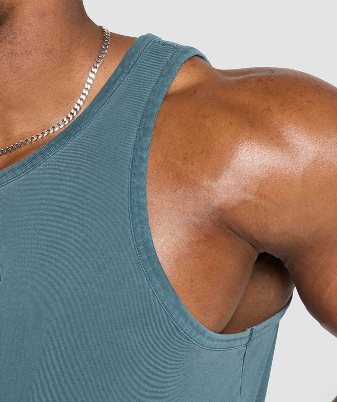 Gymshark Premium Legacy Tank Cargo Blue / Pigment Dye | 96285YQWD